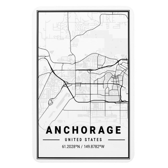 Anchorage Alaska USA City Travel City Map Magnet (Vertical)