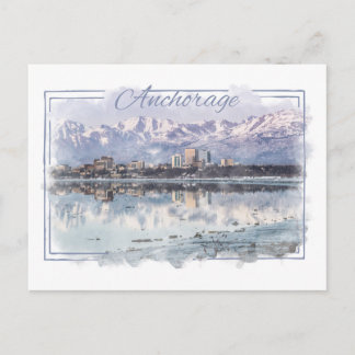 Anchorage Alaskan Watercolor Postcard