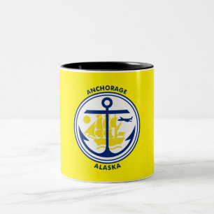 Anchorage city flag Two-Tone coffee mug