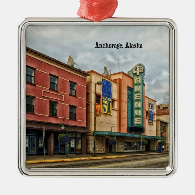 Anchorage Cityscape  Metal Tree Decoration (Front)