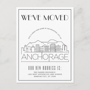 Anchorage Modern Deco City Change of Address Announcement Postcard
