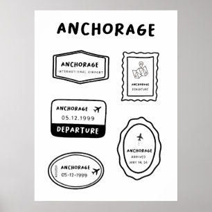 Anchorage - Travel Stamp Collection   Vintage Poster