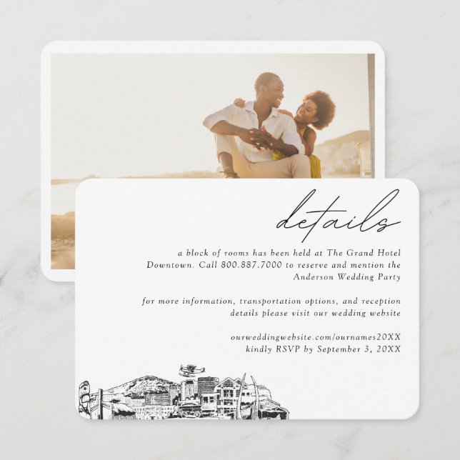 Anchorage Wedding Hotel Room Block Details Enclosure Card (Front/Back)