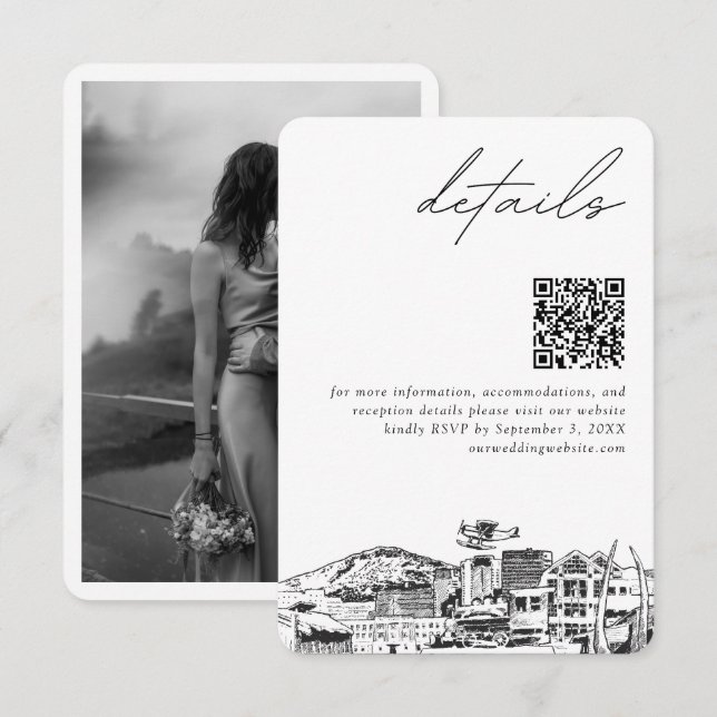 Anchorage Wedding Modern Details QR Code Enclosure Card (Front/Back)