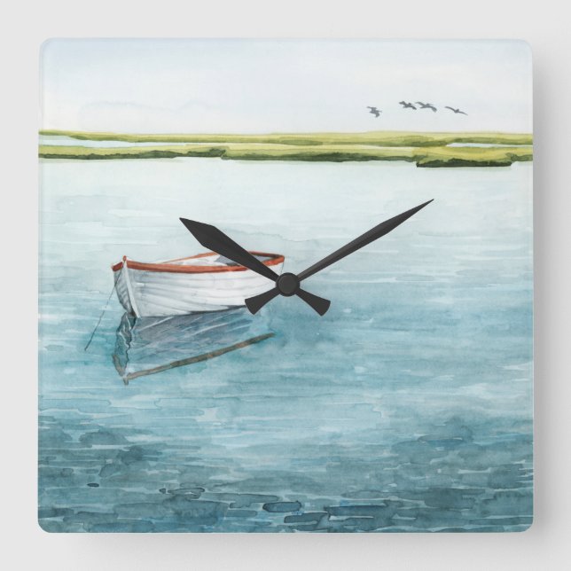 Anchored Bay I Square Wall Clock (Front)