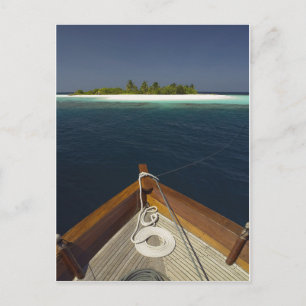 Anchored Boat Approaching Island Postcard