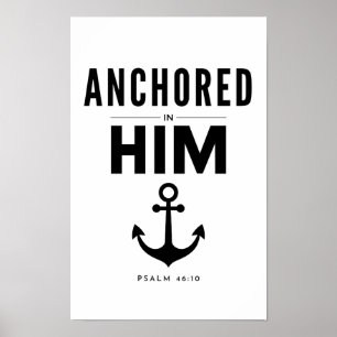 Anchored in Him Christian Wall Art