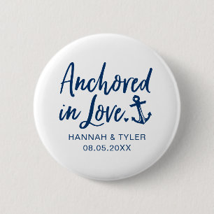 Anchored In Love Beach Nautical Wedding 6 Cm Round Badge
