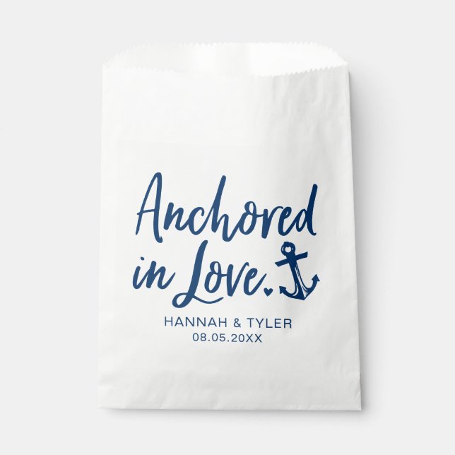 Anchored In Love Beach Nautical Wedding Favour Bags (Front)