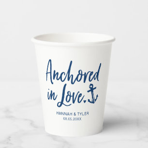 Anchored In Love Beach Nautical Wedding Paper Cups
