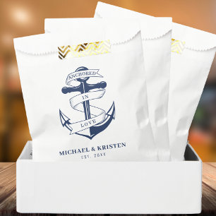 Anchored in Love Nautical Blue Anchor Wedding Favour Bags