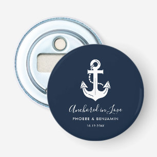 Anchored In Love Nautical Personalised Wedding Bottle Opener