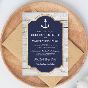 Anchored In Love Rustic Nautical Anchor Wedding Invitation