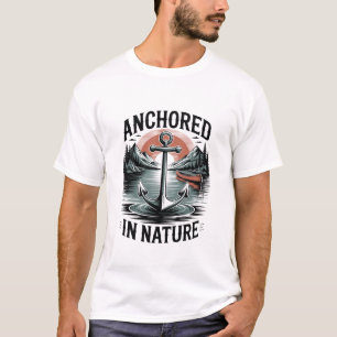Anchored in Nature Nautical Badge Inspirational T-Shirt