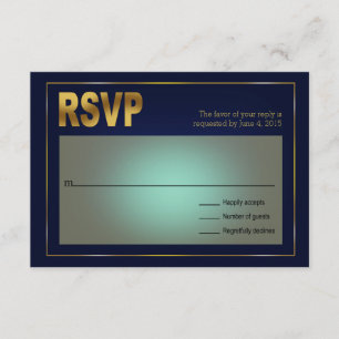 Anchored Seashell Nautical Wedding   navy and gold RSVP Card