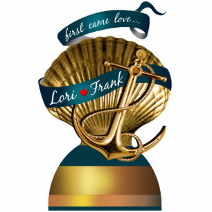 Anchored Seashell Wedding CONTACT ME 2 PERSONALIZE Standing Photo Sculpture