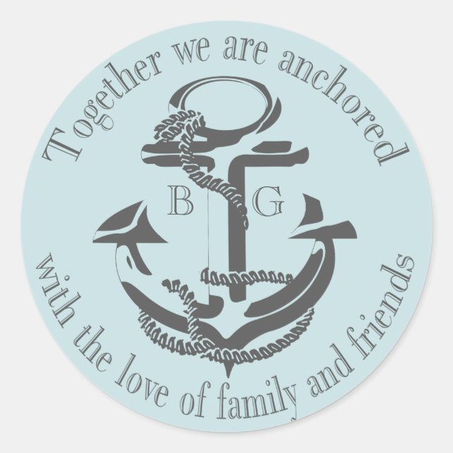 Anchored with Love Classic Round Sticker (Front)