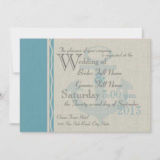 Anchored with Love Ocean Side Wedding Invitation (Front)