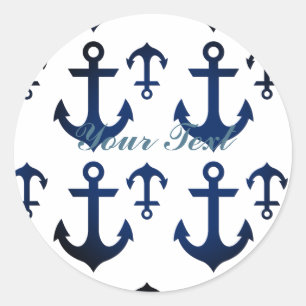 Anchors Ahoy Nautical Classic Round Sticker