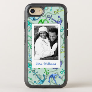 Anchors And Rope Pattern   Your Photo & Name OtterBox Symmetry iPhone 8/7 Case