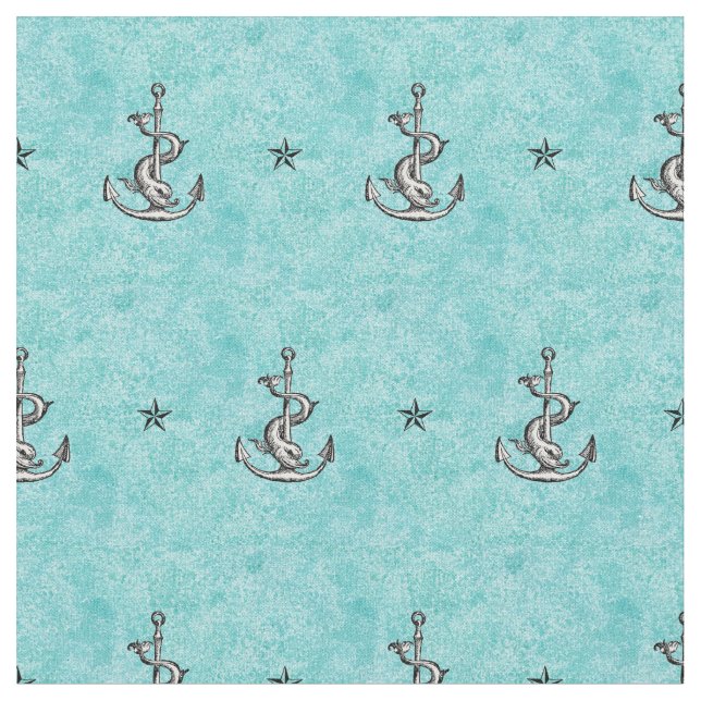 Anchors and Stars Pattern - Festina Lente Fabric (Close Up)