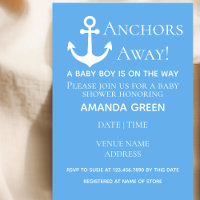 Anchors Away Baby Boy Nautical Blue Baby Shower