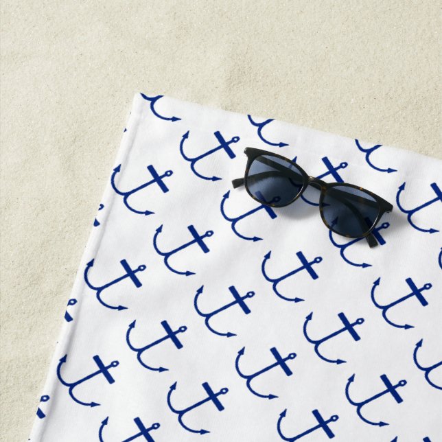 Anchors Away Beach Towel (Dark Print) (In Situ)