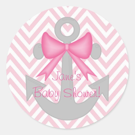 Anchors Away Girl Baby Shower Stickers