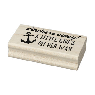 Anchors Away Girl Nautical Baby Shower Rubber Stamp