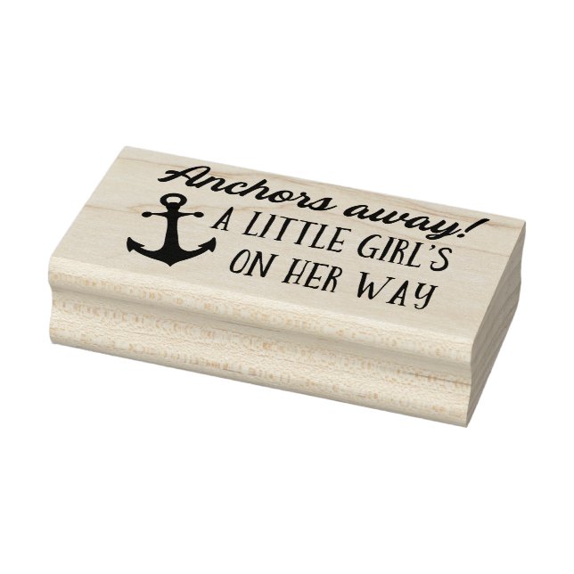 Anchors Away Girl Nautical Baby Shower Rubber Stamp (Stamp)