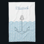 Anchor's Away! Girly Nautical Retro Custom Towel<br><div class="desc">Tea Towel,  Kitchen Towel</div>