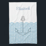 Anchor's Away! Girly Nautical Retro Custom Towel<br><div class="desc">Tea Towel,  Kitchen Towel</div>