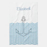 Anchor's Away! Girly Nautical Retro Custom Towel