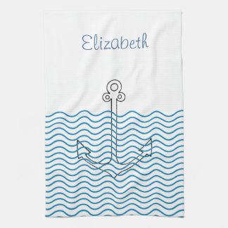 Anchor's Away! Girly Nautical Retro Custom Towel