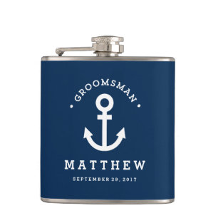 Anchors Away Groomsman Hip Flask