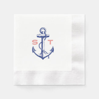 Anchors Away monogram cocktail napkin