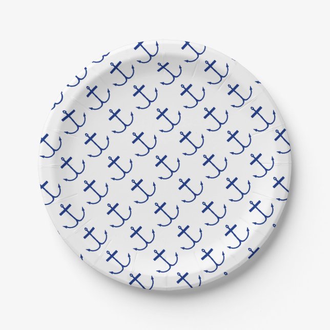 Anchors Away Paper Plates (Dark Print) (Front)