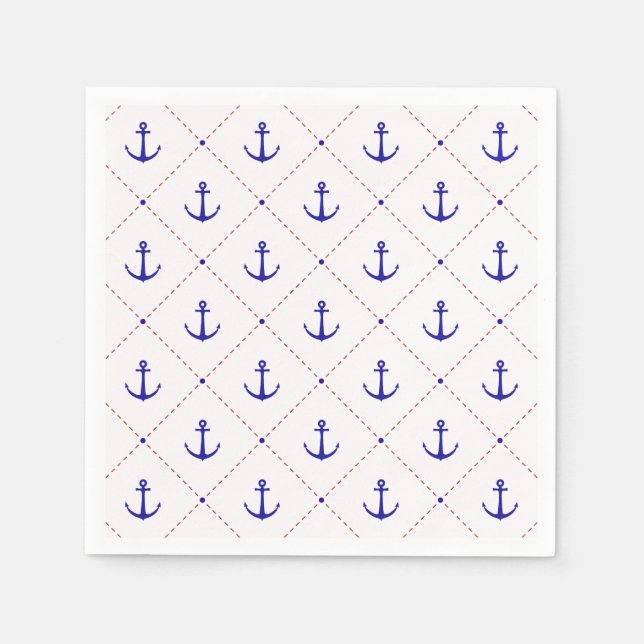 Anchors Away Red White Blue Napkin (Front)