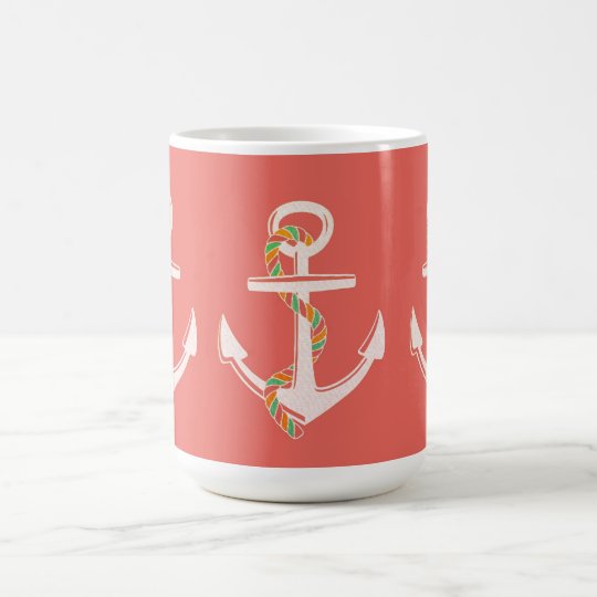 Anchor's Away_Rope_Coral-White-Giftware Magic Mug