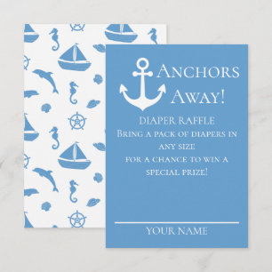 Anchors Away Sailboats Blue Diaper Raffle Baby Enclosure Card