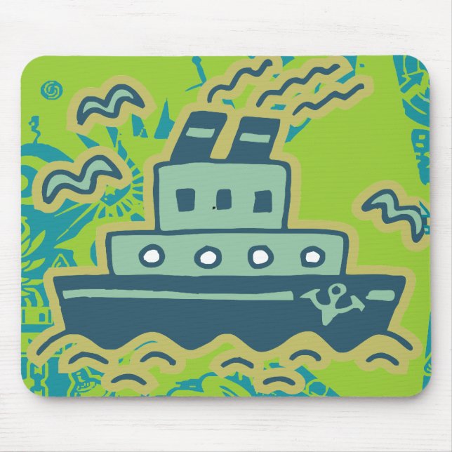 Anchors Away Tugboat Tshirts and GIfts Mouse Mat (Front)