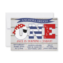Anchors Aweigh 1st Birthday invitation