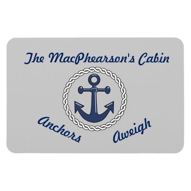 Anchors Aweigh Grey Stateroom Door Marker Magnet (Horizontal)