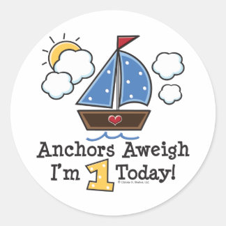 Anchors Aweigh Sailboat 1st Birthday Stickers
