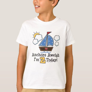 Anchors Aweigh Sailboat 2nd Birthday T-shirt