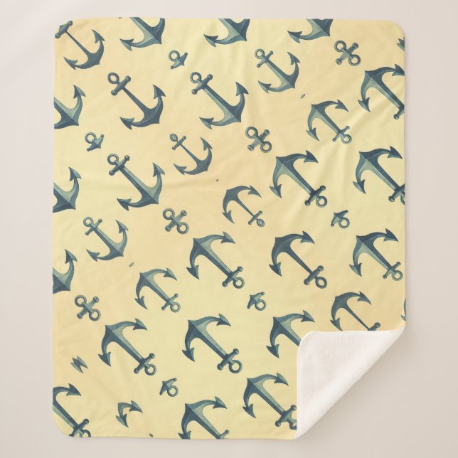 Anchors Aweigh Sherpa Blanket (Front)