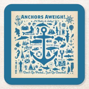 Anchors Aweigh! Square Paper Coaster