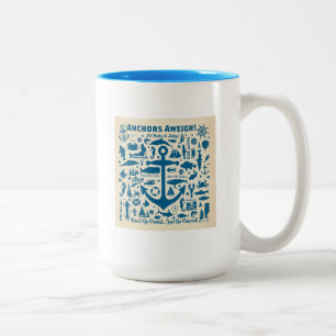 Anchors Aweigh! Two-Tone Coffee Mug