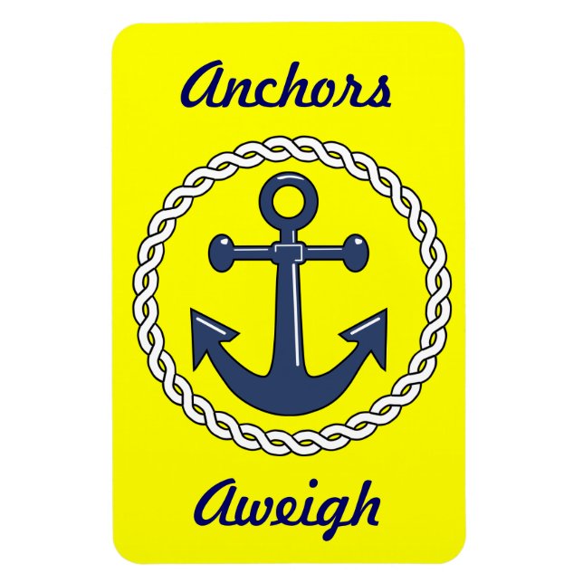 Anchors Aweigh Yellow Stateroom Door Marker Magnet (Vertical)
