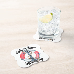 Anchors Down Bottoms Up Paper Coaster